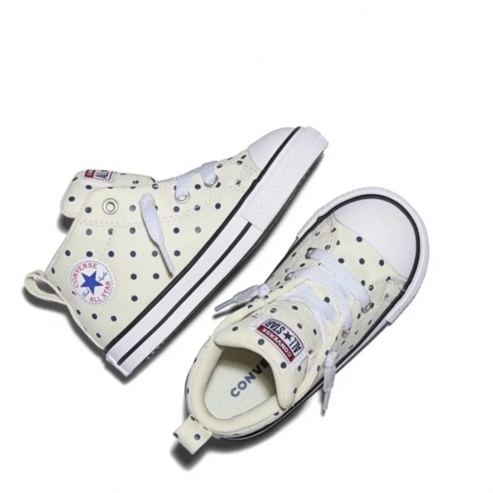 Converse Toddler Street Mid Polka Dot Vintage White Navy Garnet Infant 5 NEW